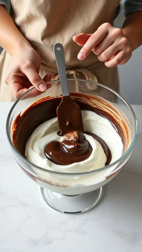 gently fold chocolate mixture