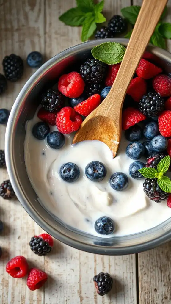 gently fold in berries