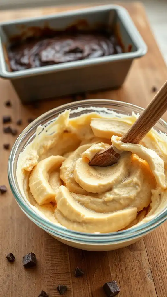 gently fold mashed bananas