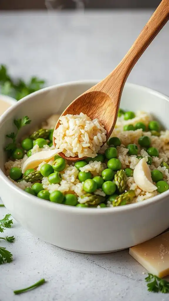 gently incorporate arborio rice