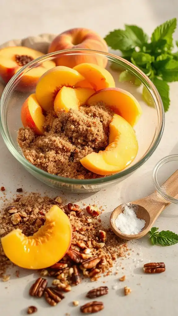 gently toss sliced peaches