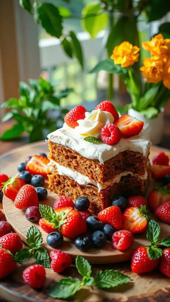 gingerbread cake with berries