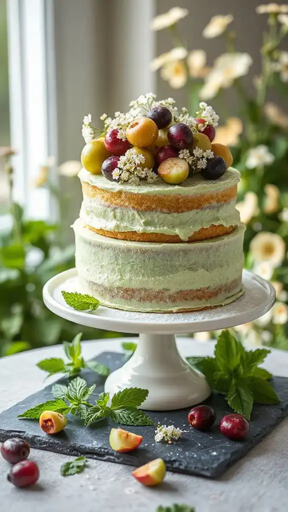 gooseberry elderflower summer cake