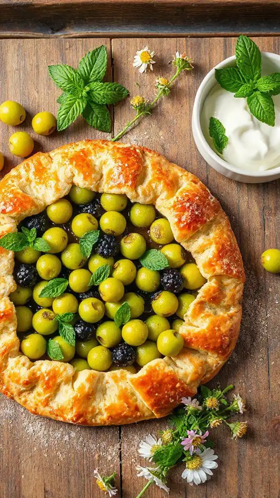 gooseberry mint rustic tart