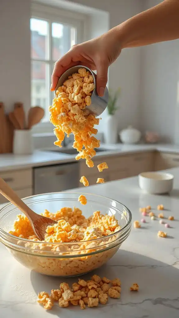 gradually add rice krispies