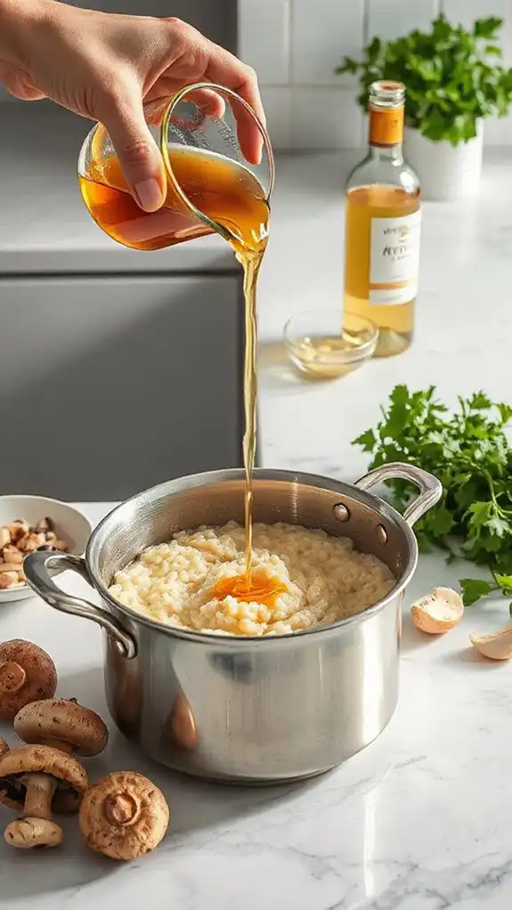 gradually add vegetable broth