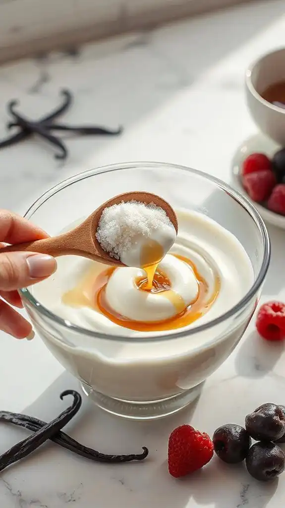gradually stir in sweetener