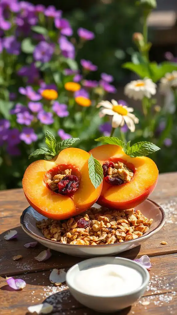 granola stuffed baked peaches