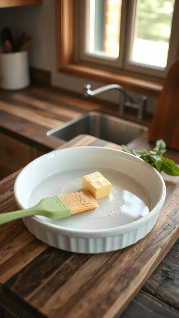 grease dish using butter