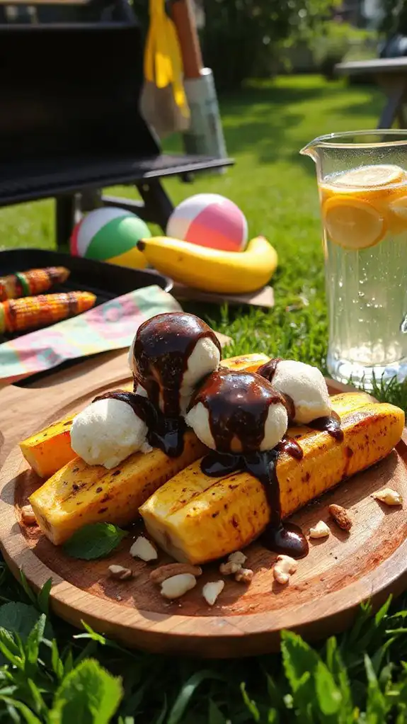 grilled bananas with ice cream