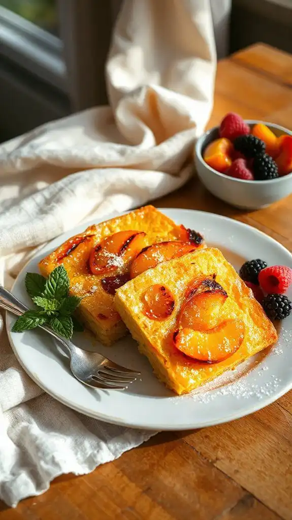 grilled peach polenta cake