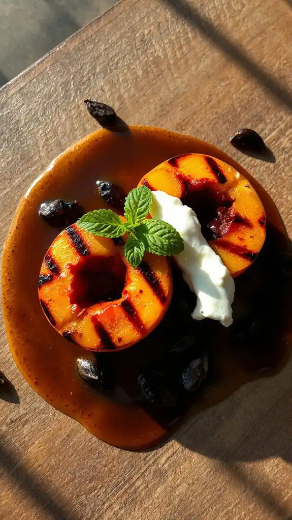 grilled peaches with black garlic