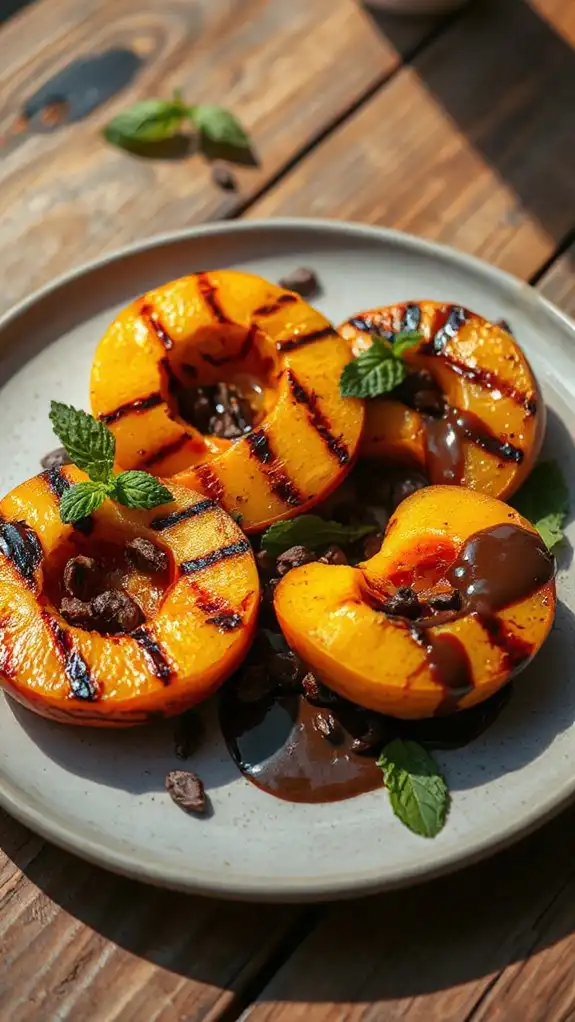grilled peaches with cacao nibs grilled peaches with cacao nibs