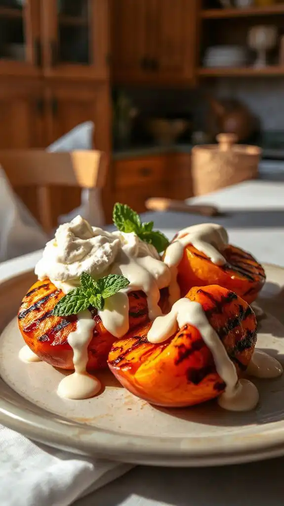 grilled peaches with chocolate grilled peaches with chocolate