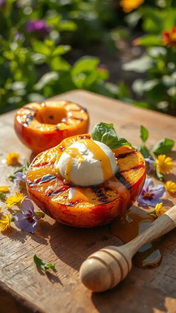 grilled peaches with farmers cheese grilled peaches with farmers cheese
