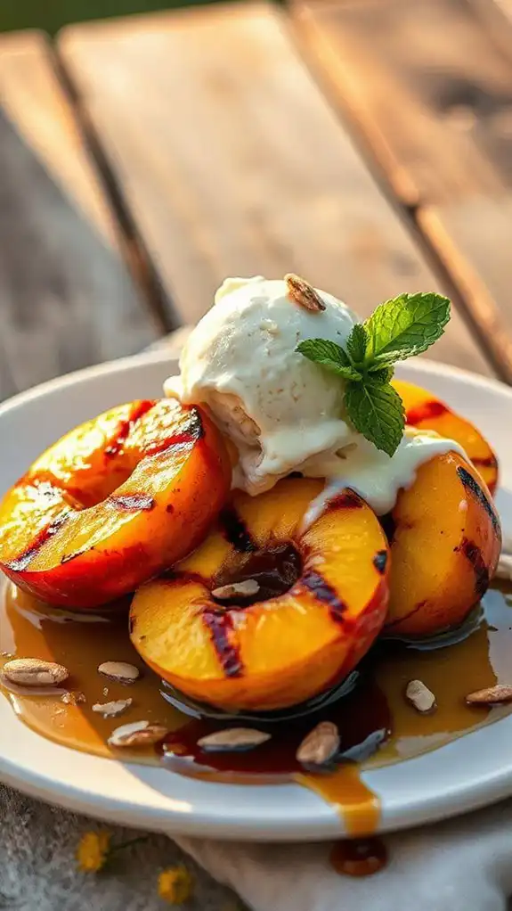 grilled peaches with ice cream