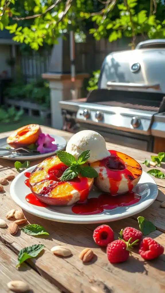 grilled peaches with ice cream