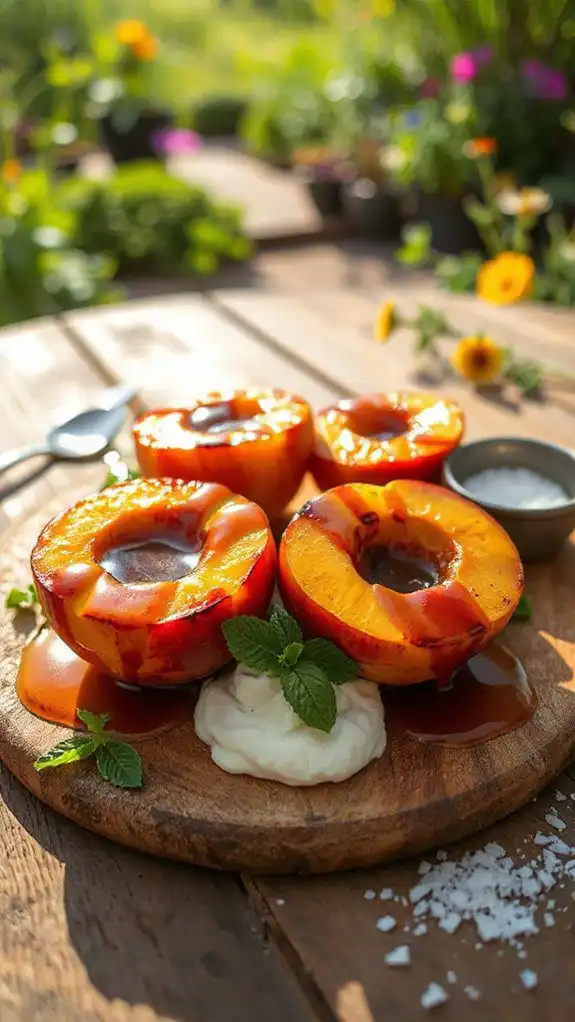 grilled peaches with sorghum