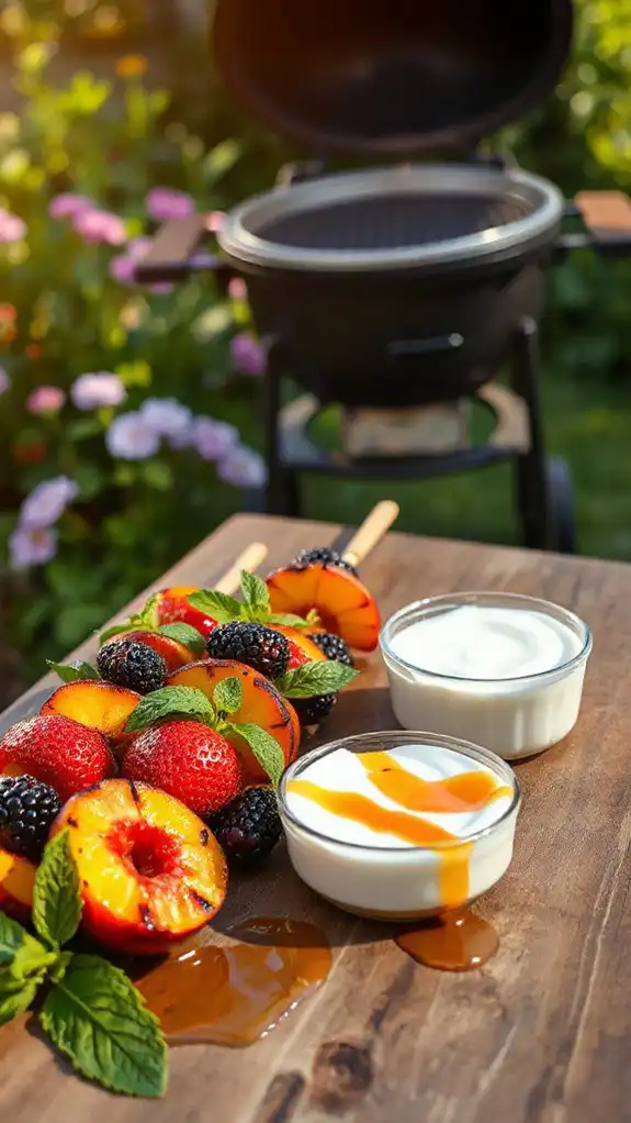 grilled peaches with yogurt