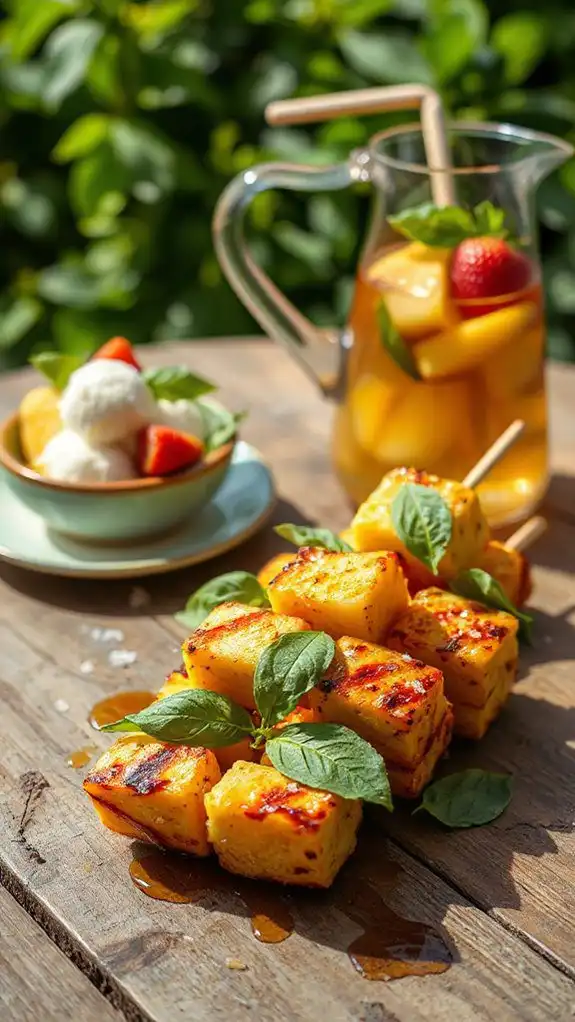 grilled pineapple basil skewers