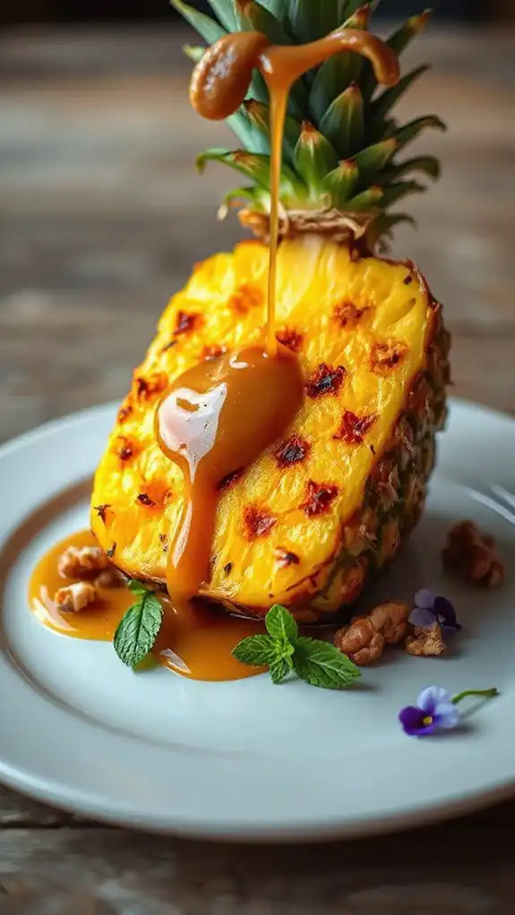 grilled pineapple with caramel sauce