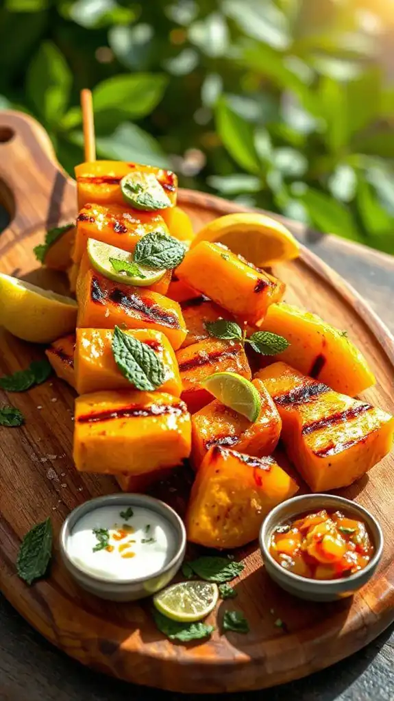grilled tropical papaya skewers