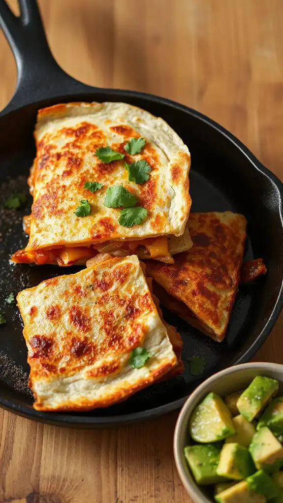 heat quesadilla on skillet