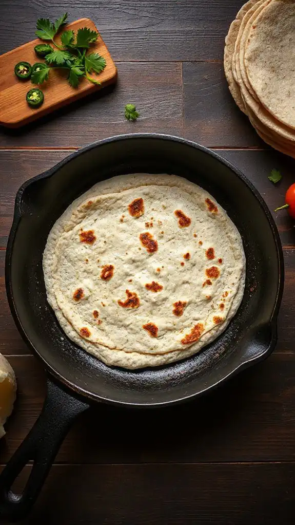 heat tortilla on skillet