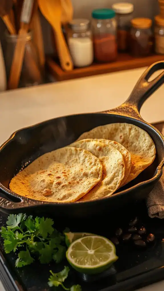 heat tortillas on skillet