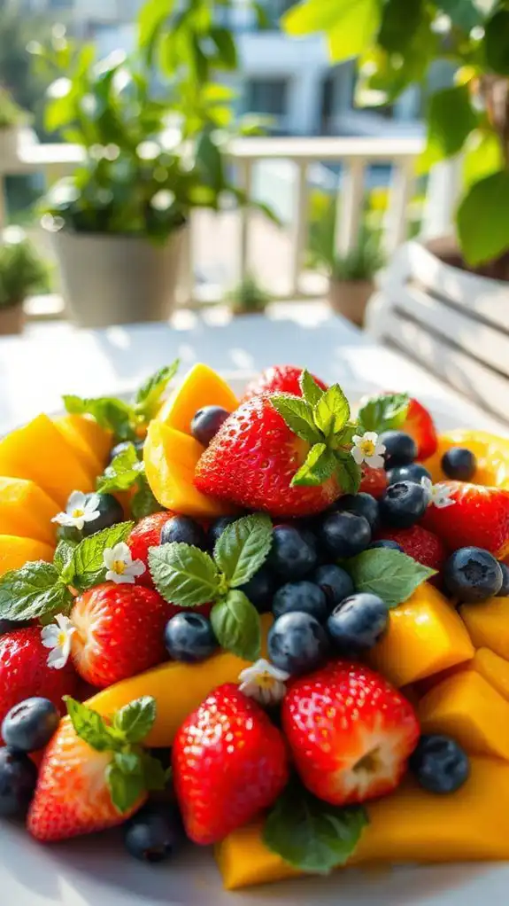 herb infused colorful fruit salad