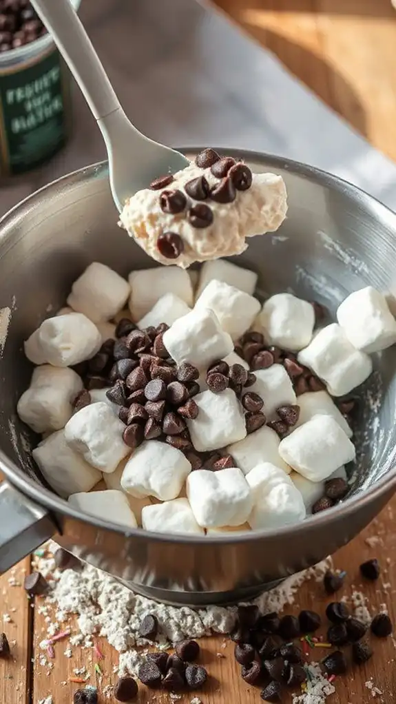 incorporate chocolate chips gently