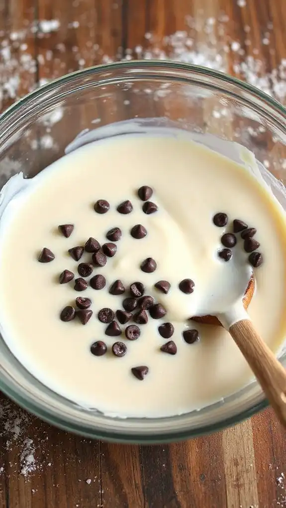 incorporate chocolate chips gently