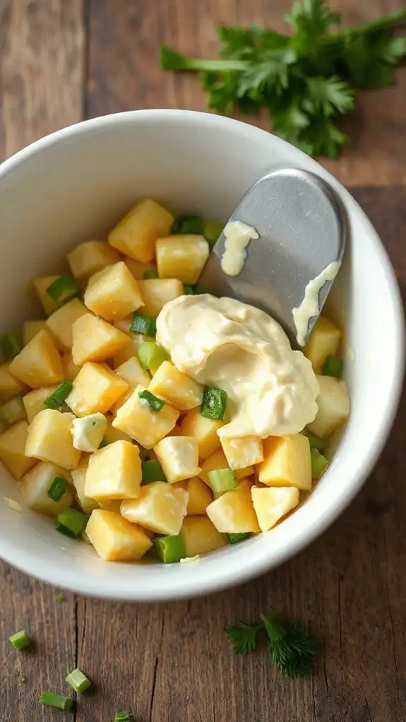 incorporate diced celery gently