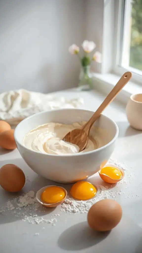 incorporate eggs completely mixed
