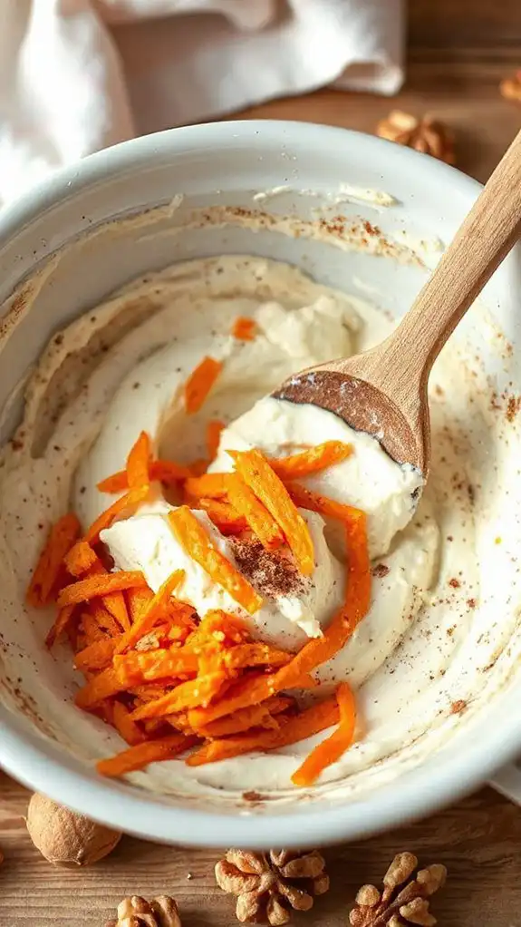 incorporate grated carrots gently