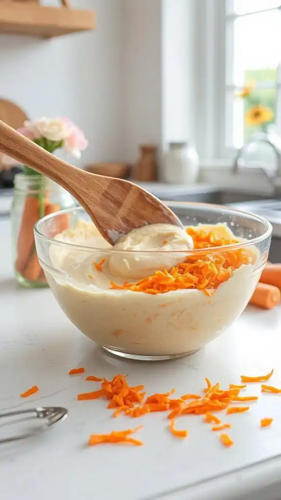 incorporate grated carrots gently