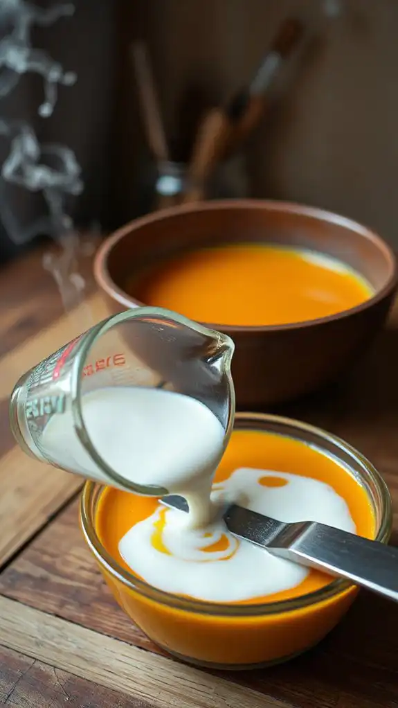 incorporate heated milk gently
