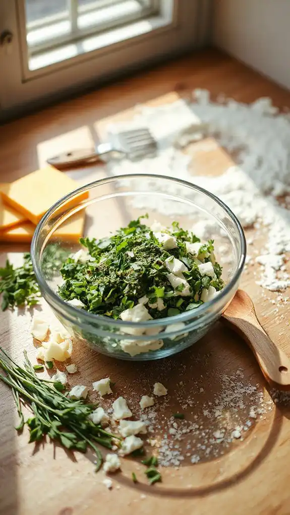 incorporate herbs and cheese