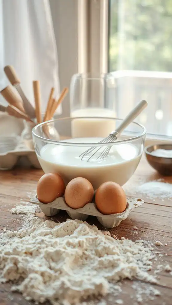 incorporate milk and eggs