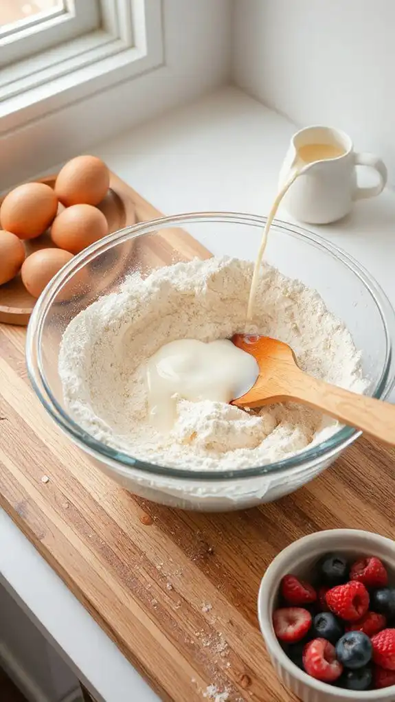 incorporate moist components gently