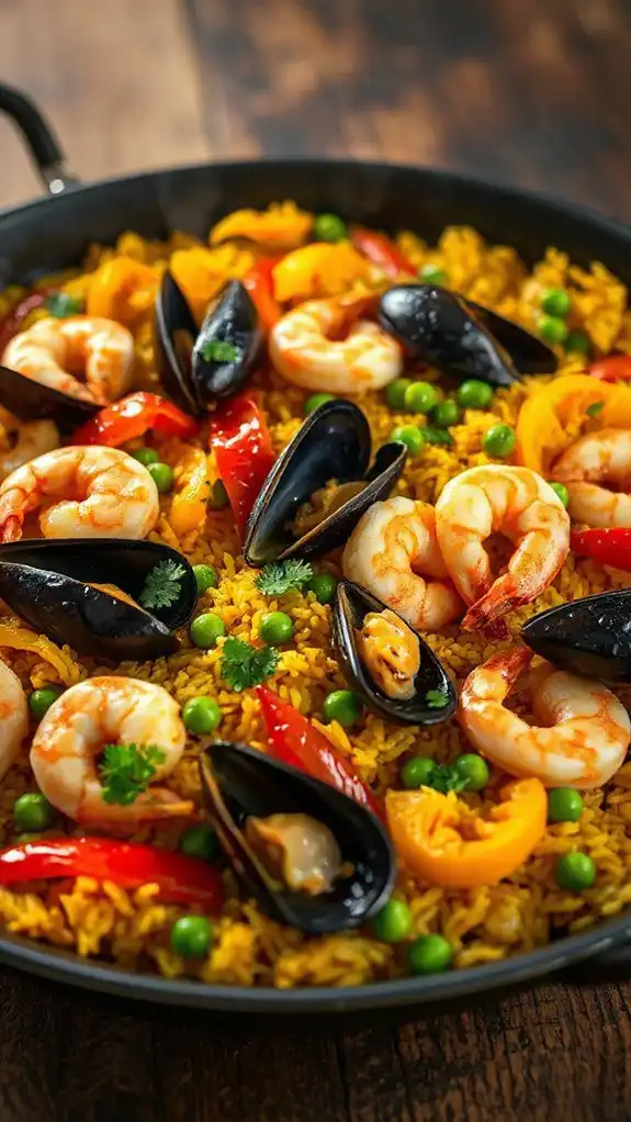 incorporate seafood into paella