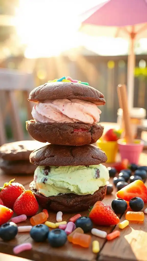 indulgent brownie ice cream sandwiches