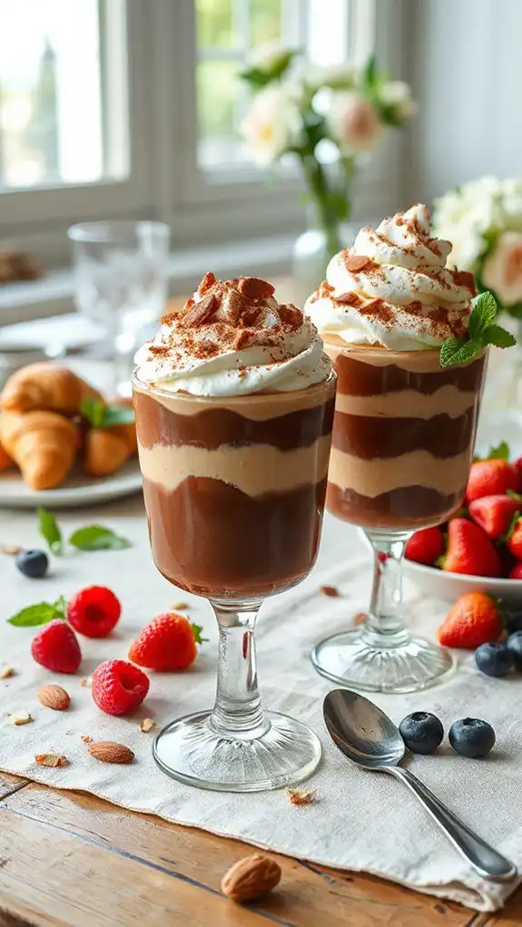 indulgent chocolate almond parfaits