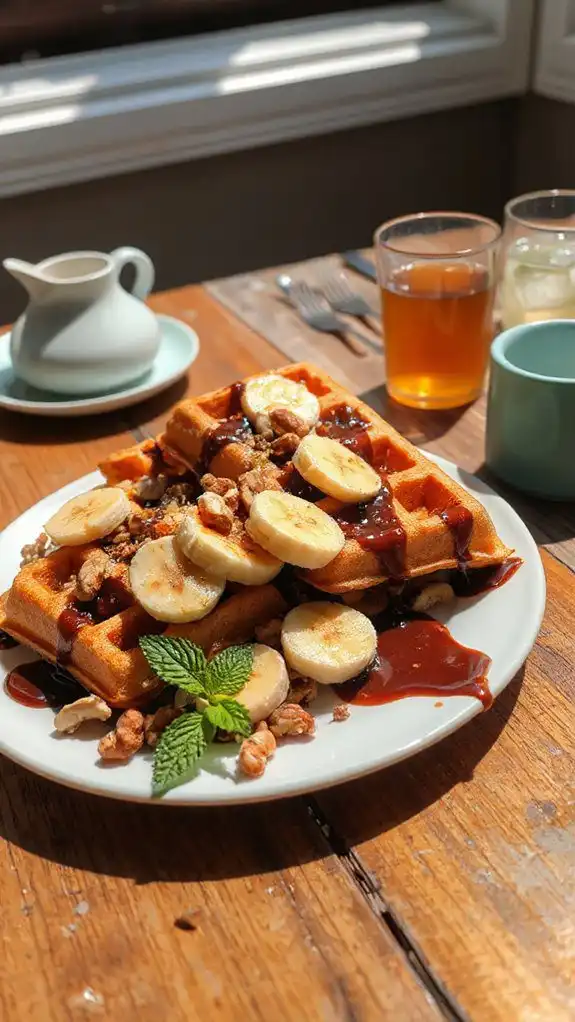 indulgent chocolate banana waffles
