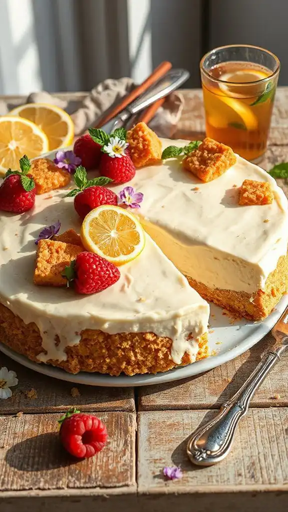 indulgent crunchy honeycomb cheesecake
