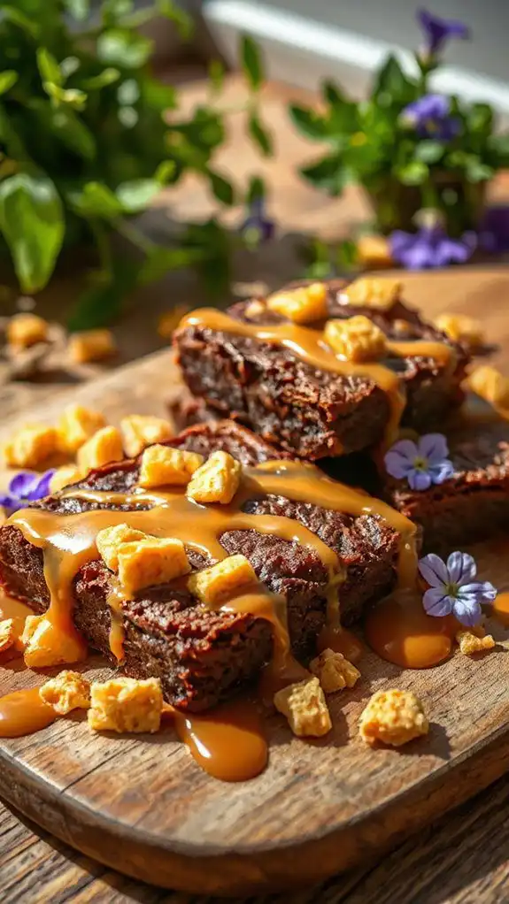 indulgent honeycomb caramel brownies