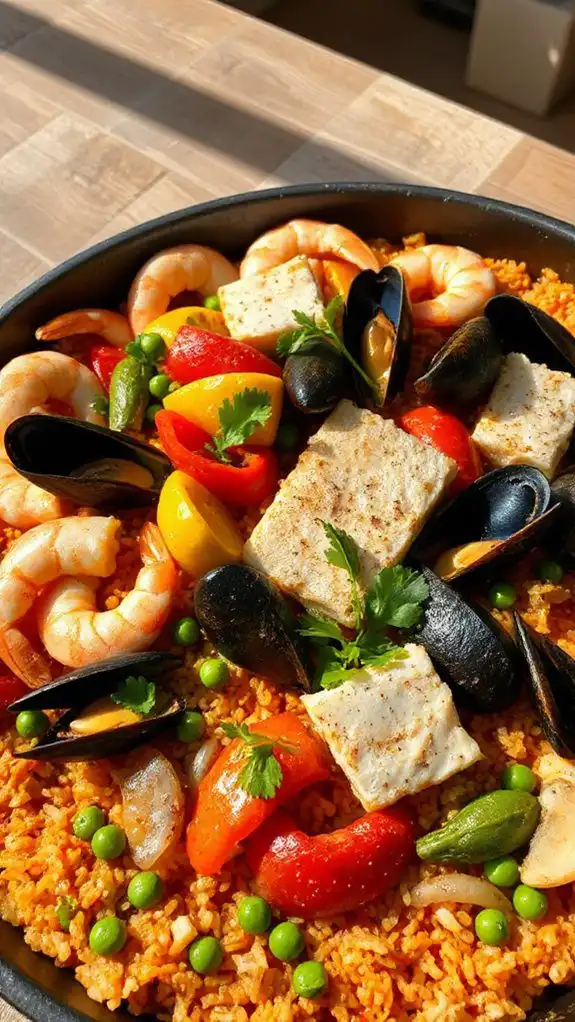 introduce seafood into pan introduce seafood into pan