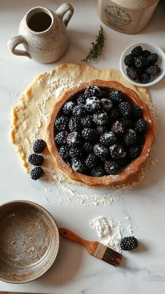 juicy blackberries with sugar dusting