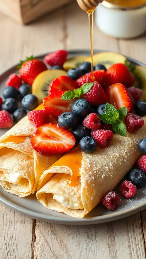 kefir crepes with fruits