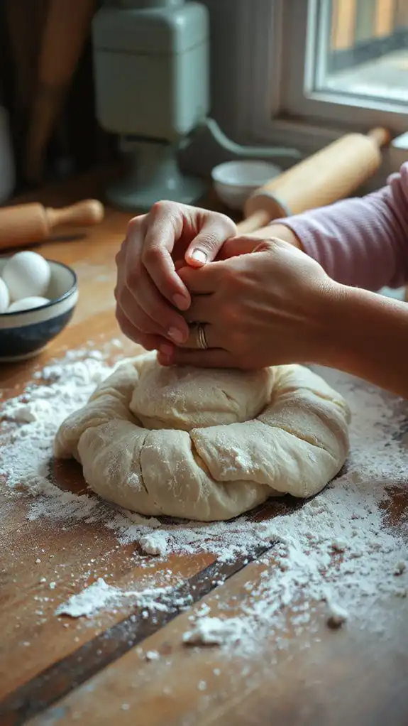 knead dough by hand thoroughly